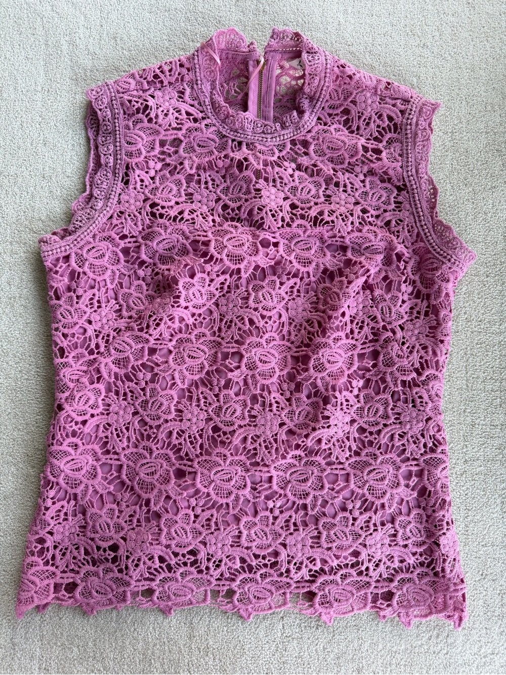 Nanette Lepore Pink Sleeveless Crochet Lace Mock Neck Camisole